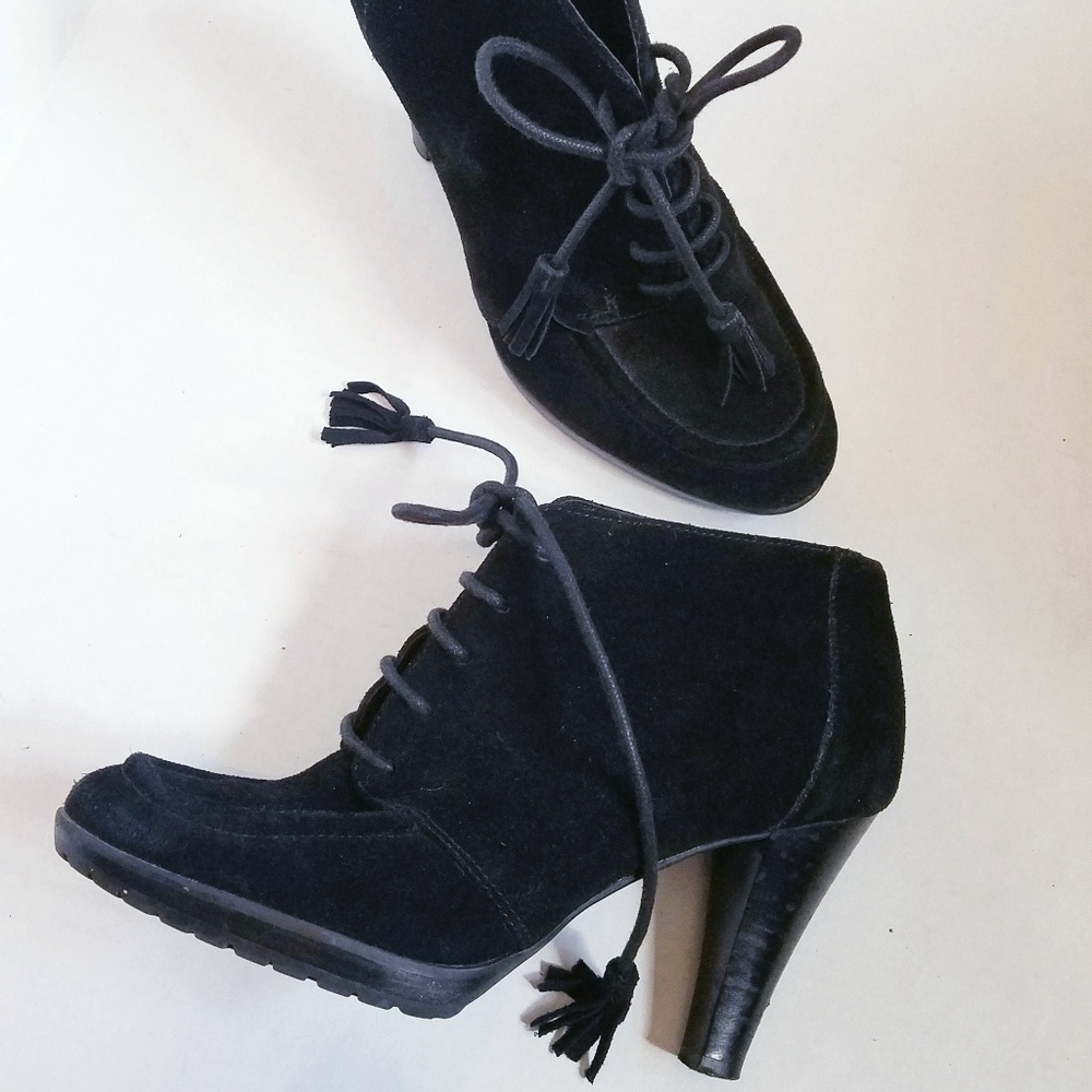 Leather tassel booties